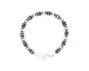 Unisex Purple Wampum Quahog & Navajo Pearl Bracelet, Southwestern-Inspired Jewel - Picture 1 of 4