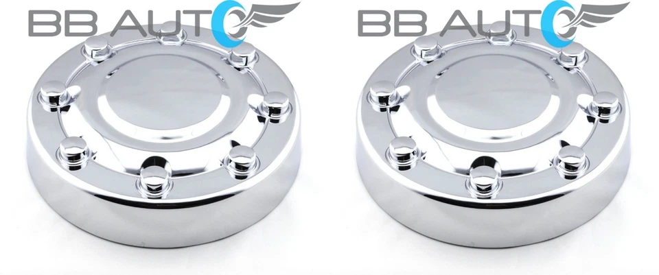 PAR DE TAPAS CENTRALES CROMADAS RUEDA DELANTERA PARA DODGE RAM 3500 2000-2002 1 TONELADA DOBLE Foto 1 de 4
