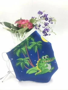 NEU Krokodil Erwachsene Stoff Gesichtsbedeckung Abdeckung Maske 100% Baumwolle Filtertasche - Bild 1 von 4