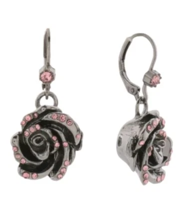 Pendientes colgantes BETSEY JOHNSON pistola metal hematita rosa cristal Halloween Foto 1 de 2