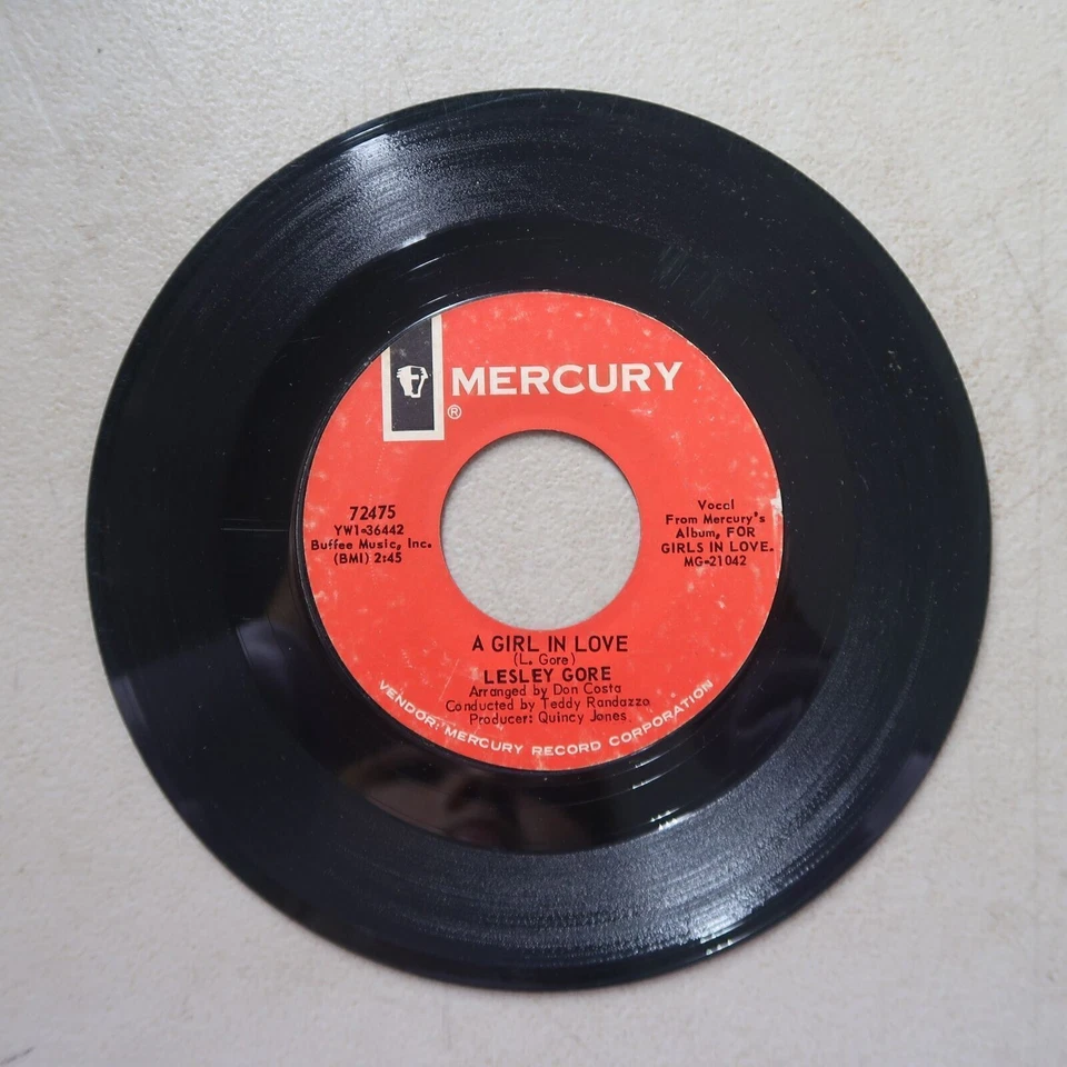 LESLY GORE A GIRL IN LOVE/MY TOWN, MY GUY AND ME MERCURY VINYL 45 VG 19-61 Foto 1 de 2