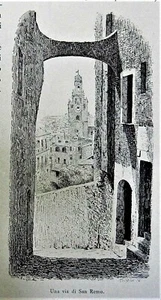 1892 Antica Xilografia:SAN REMO,VEDUTA UNA VIA DI SAN REMO.RIVIERA PONENTE.ETNA - Bild 1 von 1