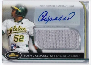 YOENIS CESPEDES Autographed 2012 Finest Rookie Jumbo Relic Refractor AJR-YC! - Picture 1 of 2