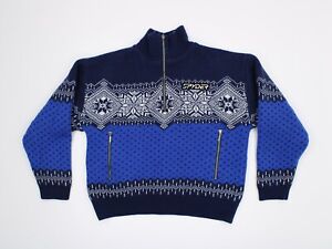 Spyder Men’s M Ski Pullover 1/4 Zip Wool Blend Lined Blue Alpine Sweater Vintage