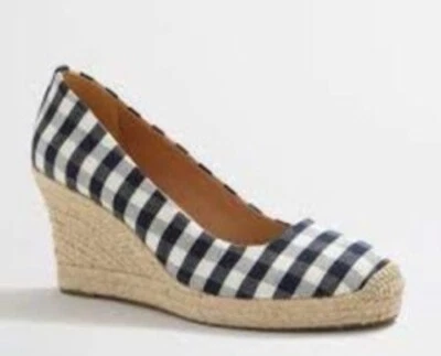 J. Эспадрилья на танкетке Crew синий белый клетчатый размер 9,5 - Изображение 1 из 4