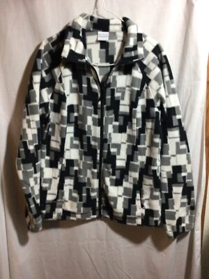 Chaqueta deportiva Columbia para mujer grande con patrón geométrico gris/negro/blanco Foto 1 de 4