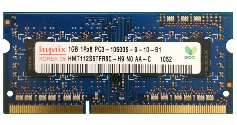 RAM 1GB DDR3 - Hynix 1Rx8 PC3-10600S Notebook PC - Immagine 1 di 1