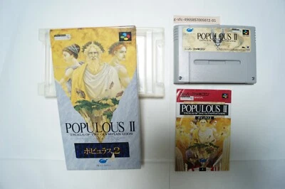 Populous II 1993 Box Manual Nintendo Famicom SNES Japan Vintage Game - Image 1 of 2