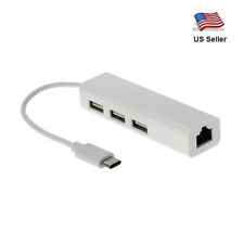 USB 3.1 Type C USB-C 3 Port Hub RJ45 Ethernet Network LAN Adapter Cable