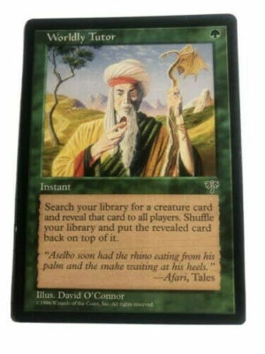 Magic MTG Mirage Worldly Tutor Nr Mint / Mint Rare Uncommon HTF Pack Fresh - Image 1 of 2