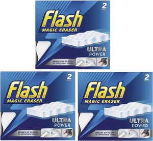 6x Flash Magic Eraser Ultra Power Home Cleaning Sponge Grease Dirt Stain Remover - Picture 1 of 7