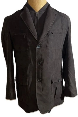 Abrigo deportivo Tasso Elba para hombre cremallera completa manga larga marrón talla mediana Foto 1 de 4