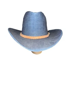 Vintage Resistol Ranchman 7 1/8 Western Hat Blue DENIM Cowboy Hat Band Brim - Picture 1 of 11
