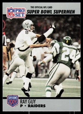 Ray Guy, 1990-91 Pro Set Super Bowl XXV Silver, #116, Oakland Raiders, - Image 1 of 2