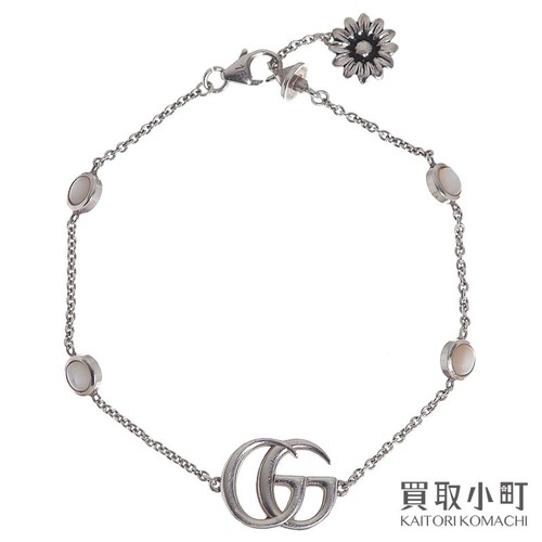 Y0715 Gucci Bracciale Doppio G Argento Sterling MOP Fiore 925 Gg Ma Gioielli