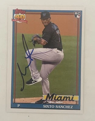 Sixto Sanchez Auto SIGNED 2021 Topps Archives RC #188 Miami Marlins  - Image 1 of 2