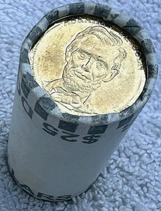 Rollo de 25 monedas de dólar presidenciales Abraham Lincoln, nuevas sin abrir - Imagen 1 de 3