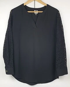 Anne Klein V Neck Blouse Black - Picture 1 of 8