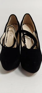 Damen Knöchel Kreuzriemen Pumps Plateau Stietto Elegant High Heel 36 Schwarz - Bild 1 von 7