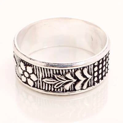 925 Placcato Argento Handmade Design Gioielli Regalo per Lei Ring Misura 9 - Immagine 1 di 3