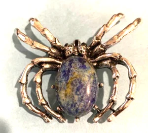 Brosche mit Anhänger Lapislazuli Stein Spinne - Bild 1 von 1