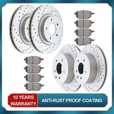 Front Rear Drilled Rotors Disc Brake Pads for 2014 - 2015 2016 2017 Nissan Rogue — 第 1/4 张图片