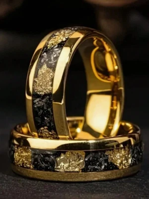 Anillo de Titanium En Oro 14k Para Hombre Sortijas Matrimónio Compromiso Joyeria - Image 1 of 4