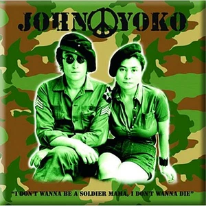 John & Yoko Camouflage steel fridge magnet 75mm x 75mm - Picture 1 of 1