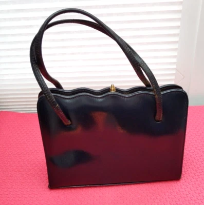 VINTAGE MARQUESSA 50s 60s  70s 💕HANDBAG NAVY BLUE LEATHER CLASSIC 💕 CHIC 💖 - Image 1 of 4