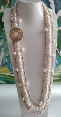 Collana Perle multifililo  da 80 a 88 cm Perle coltivate  Acqua dolce pasticca  - Immagine 1 di 4