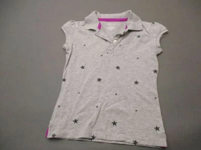 Camisa Polo Cherokee Talla M (6-7) Niñas Gris Estrellas 100% Algodón Manga Corta 6G663 Foto 1 de 4