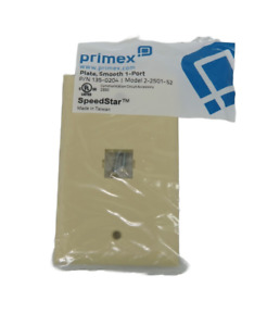 (Lot of 50) Primex/Suttle 1-Port Cat5/6 Keystone Faceplate (Beige/Ivory)