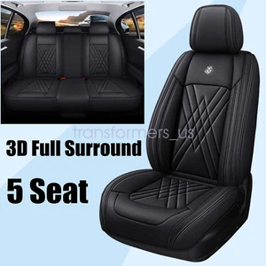 Full Surround Set For Toyota Car 5-Seat Covers Faux Leather Cushion Covers Black - Picture 1 of 9