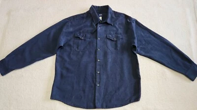 Основные издания ~ Мужская рубашка с длинным рукавом на пуговицах ~ размер M ~ синий ~ микрофибра   - Изображение 1 из 4