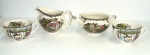 Johnson Brothers Friendly Village, Zuckerdose (ohne Deckel), Milchkännchen, 2 Teetassen - Bild 1 von 10
