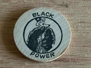 Black Power Uncle Sam Wooden Nickel Burn Baby Burn Watts Riots Harlem Vintage - Picture 1 of 24