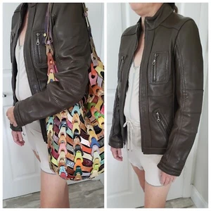 Lknw $695 Dkny Donna Karan Green Leather Designer Jacket Womens Small Med. 4 6 - Picture 1 of 11