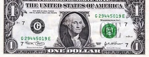 Billete de $1,00 de la Reserva Federal serie 2003 Chicago - Imagen 1 de 2