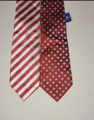 Lote de 2 Corbatas STEVEN LAND, JONES NEW YORK 100% Seda y Poliéster, Hechas en China Foto 1 de 3