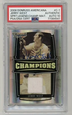 2008 Donruss Americana Sports Legends Champ Material #C-1 Jerry West Signed PSA - Image 1 of 2