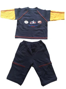 Boys Navy Multi Speed Racer 65 Longsleeve Top & Elasticated Waist Trouser Set - Picture 1 of 6