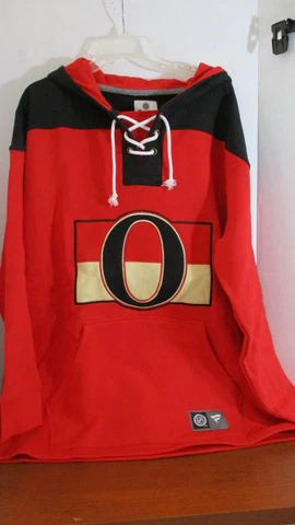 FANATICS~ Red Black OTTAWA SENATORS PULL OVER HOODIE SWEATSHIRT  Men's XL Cover