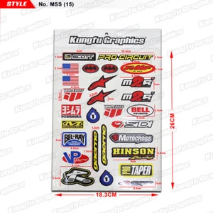 Waterproof Sponsor Decal MX Vinyl Sticker Kit Motorbike Helmet Wheel Deco - Picture 1 of 6