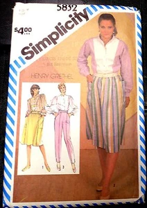Simplicity #5832 Misses' Pants, Tucked Skirt and Shirt Sz 16 - Picture 1 of 2