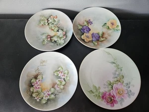 Menge 4 Verschiedene Antike Handbemalte Viktorianische Blumen & Obst 8" Teller Österreich - Bild 1 von 9