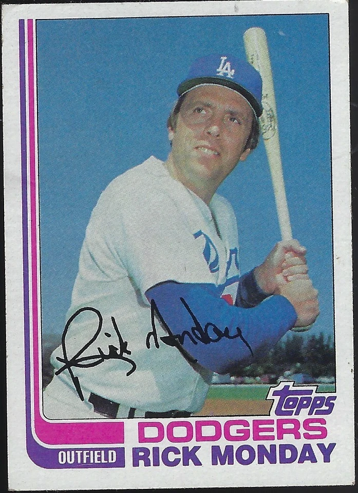 Topps 1982 Rick Monday Los Angeles Dodgers Outfielder Autographed Baseball Card - Image 1 of 1