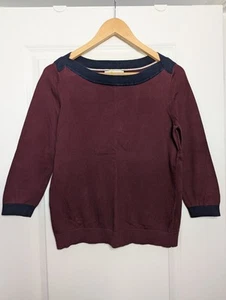 Jersey BODEN - Talla Mediana - Borgoña Con Borde Azul Marino - Excelente Estado - Para Mujer’s - Imagen 1 de 9