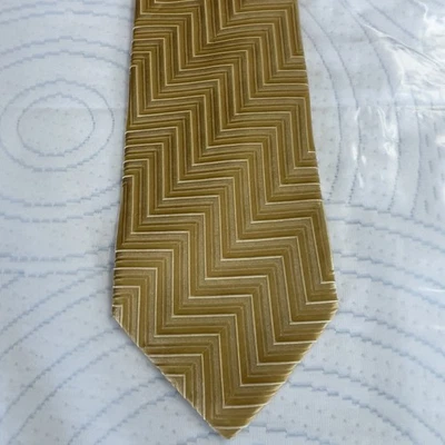 Ermenegildo Zegna Tie XL Modern Designer Gold Silk Italy Accessories W3.3/4 L62 - Image 1 of 4