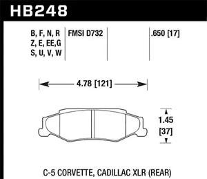Hawk Performance HB248B.650 HPS 5.0 Disc Brake Pad Fits 97-13 Corvette XLR - Foto 1 di 2