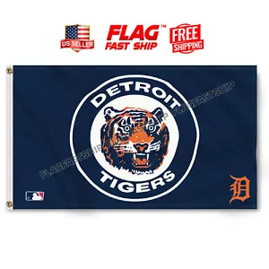 Detroit Tigers 3x5 FT Banner Logo Grommets Cave Man Fast FREE Shipping US Seller - Picture 1 of 9